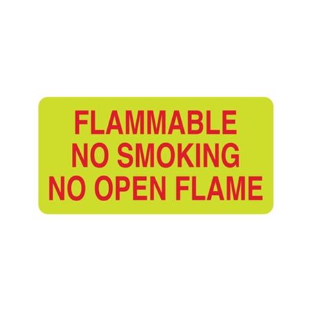 Luminescent Flammable No Smoking No Open Flame 6"x12" Sign